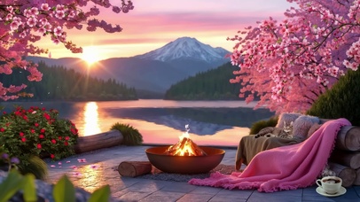 唯美夕阳桃花景