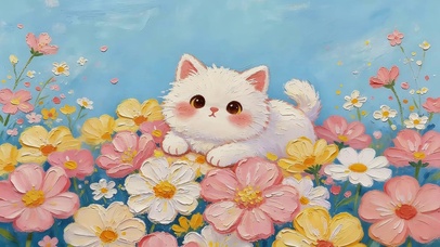 鲜花小猫咪