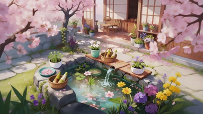 樱花门前溪水