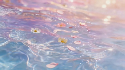 唯美水面花瓣