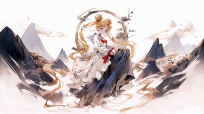 国风水墨 月影兔