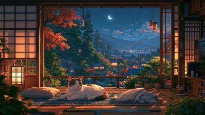 可爱猫咪风景壁纸