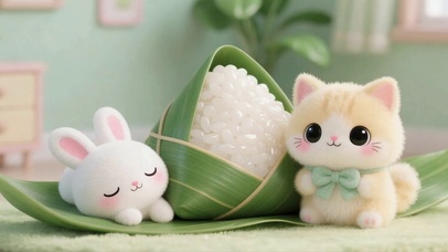 过端午的小萌喵和小萌兔