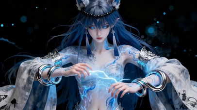 狐耳雷姬的玄纱星境电芒织就星屑