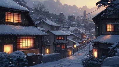 冬日静谧古城温暖街道