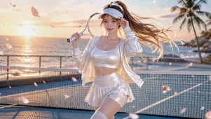 海边网球少女