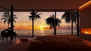 夕阳与海