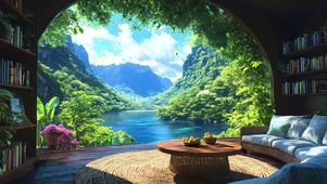 护眼山川绿景河流