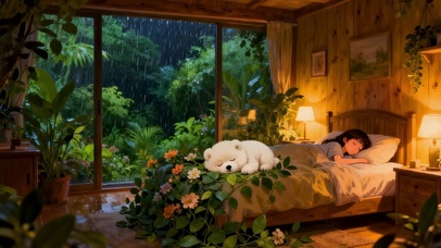 安静的雨天房间