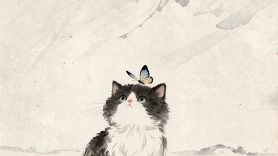 呆萌蝴蝶小猫