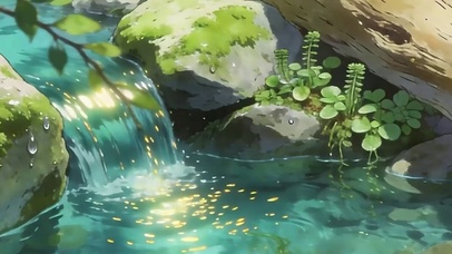 护眼溪流带鱼屏