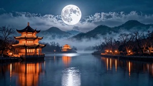 皓月山雾景