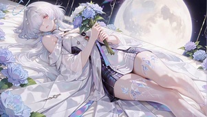 月下蓝玫瑰银发美少女莫宁
