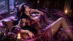 紫裙古风氛围感女神