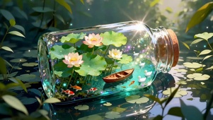 玻璃瓶里荷花
