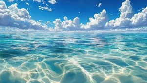 清透夏日白云果冻海水