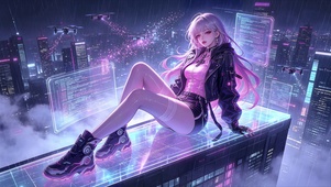 赛博粉色长发