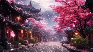 唯美古风樱花飘落