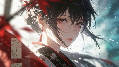 霜色里的红枫少女