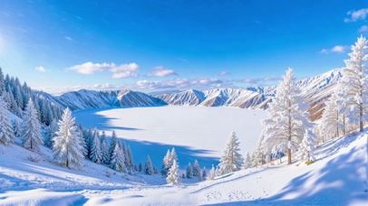 护眼晴天冬日雪山