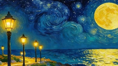 夜景星空带鱼屏