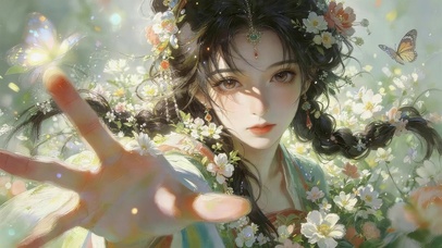 唯美鲜花女孩