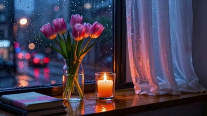 窗外雨夜城