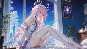 窗边白丝粉毛少女昔涟