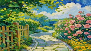 油画花草树木