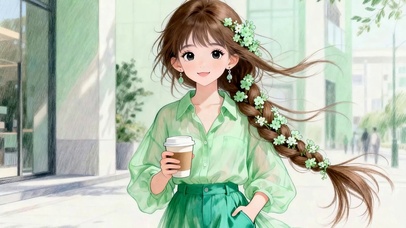 喝咖啡女孩