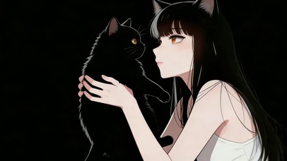 女孩和她的猫