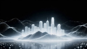 黑白梦幻科技感城市高楼大厦建筑