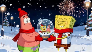 雪夜烟花海绵宝宝派大星