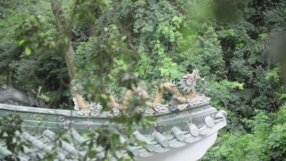4k中式建筑屋顶雕塑意境空镜