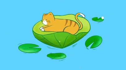 清新荷叶呆萌猫