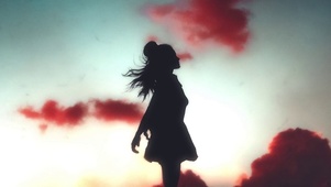 夕阳下的女孩