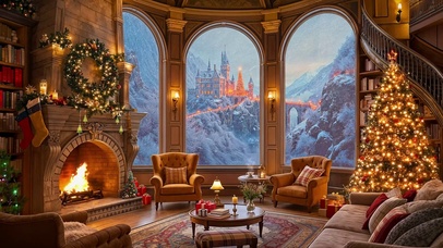 新年雪天高山城堡