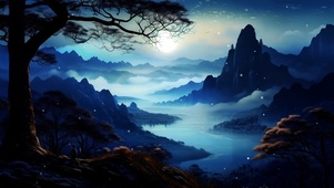 登山望明月