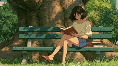 小清新看书美女