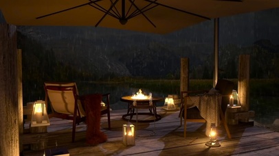 雨天在湖边休息