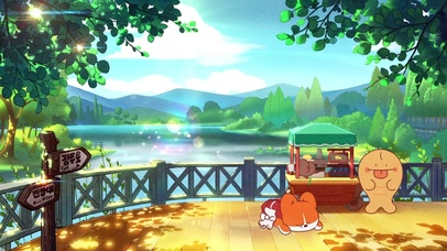 湖边游玩的狗狗