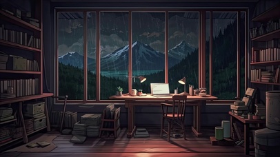 森林雨夜工作环境