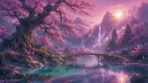 落樱临溪