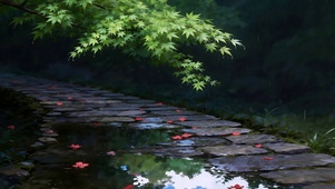 溪阶听雨时（沉浸雨声）