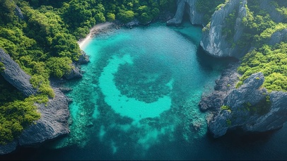 清新绿色清澈海湾