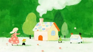 护眼绿景小清新小人物