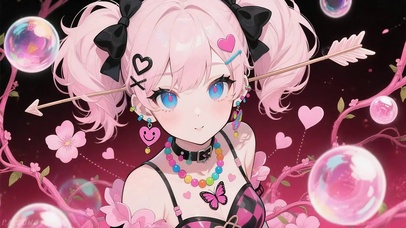 粉红泡泡双马尾