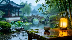园林雨景