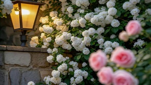 治愈路灯下鲜花