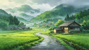 雨中乡村